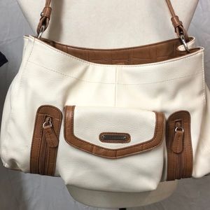 Women’s Laura Scott Cream Brown Shoulder Handbag